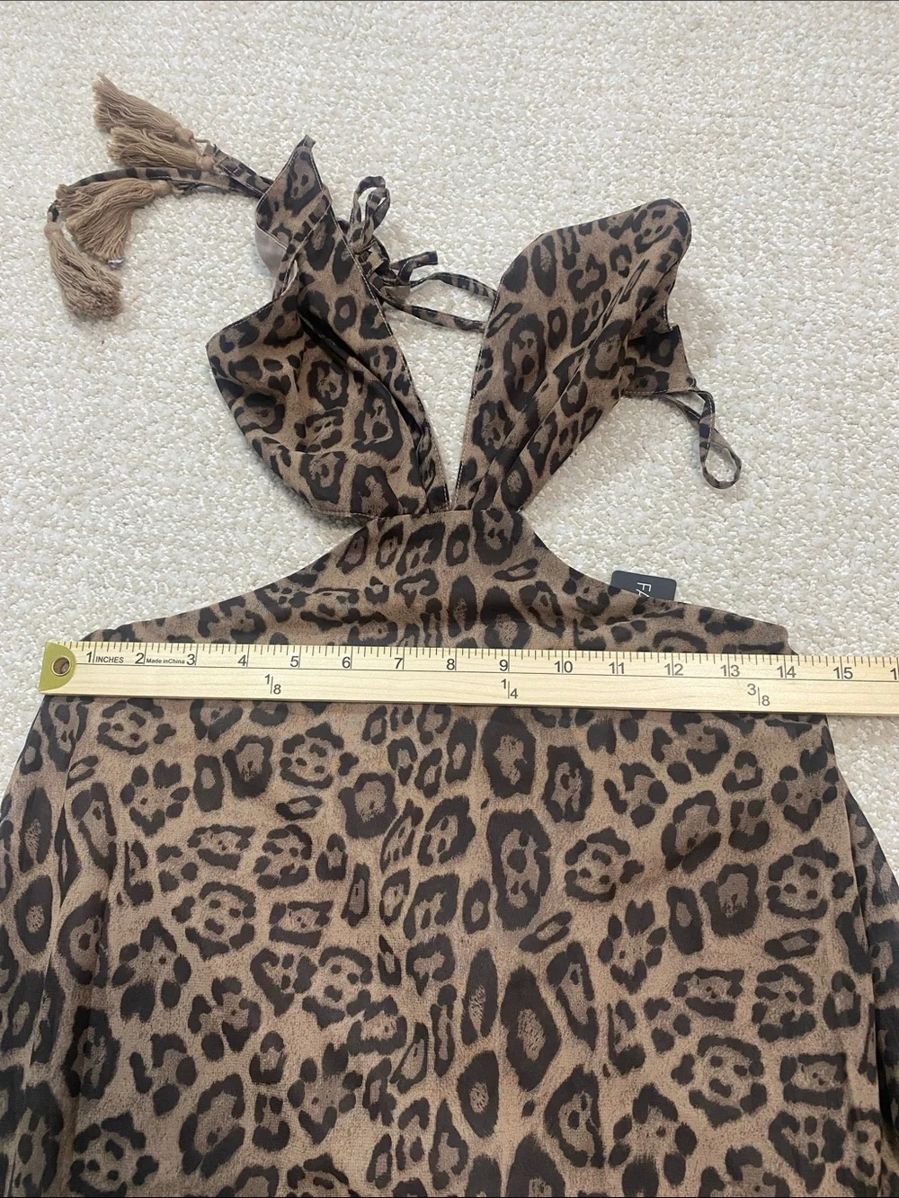 Fashion Nova Leopard Print Halter Cutout Maxi Dress - Brown Size S